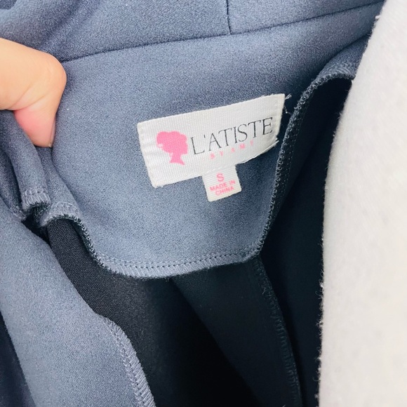 L’Atiste Grey Faux Suede Open Wrap long Coat - Picture 4 of 9